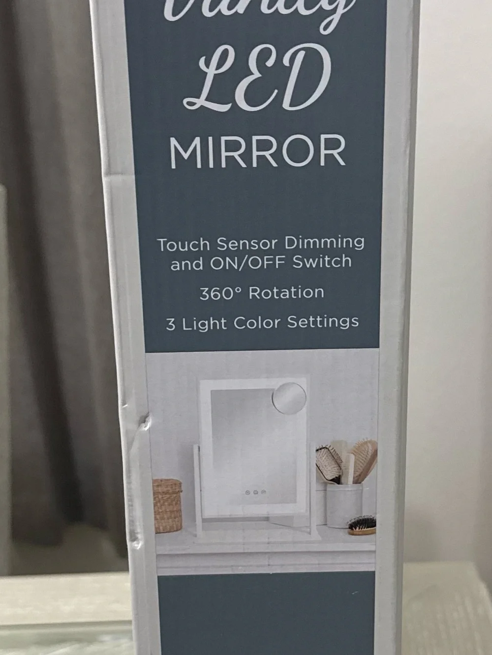 Large Comfort Bay White Vanity LED Mirror with touch Sensor Dimming